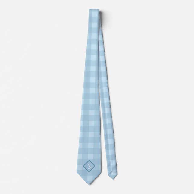 Cravate En vichy Décontracté Monogramme bleu (Devant)