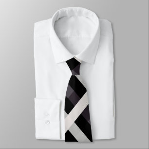 Cravate En vichy diagonale en noir, marine foncée, gris cl