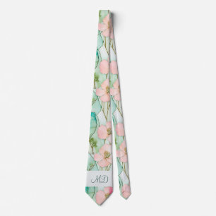 Cravate Encre Alcoolique Floral Botanique Moderne Chic