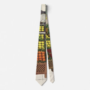 Cravate Entreprise Vintage, Étalage de Fruits avec Épicier