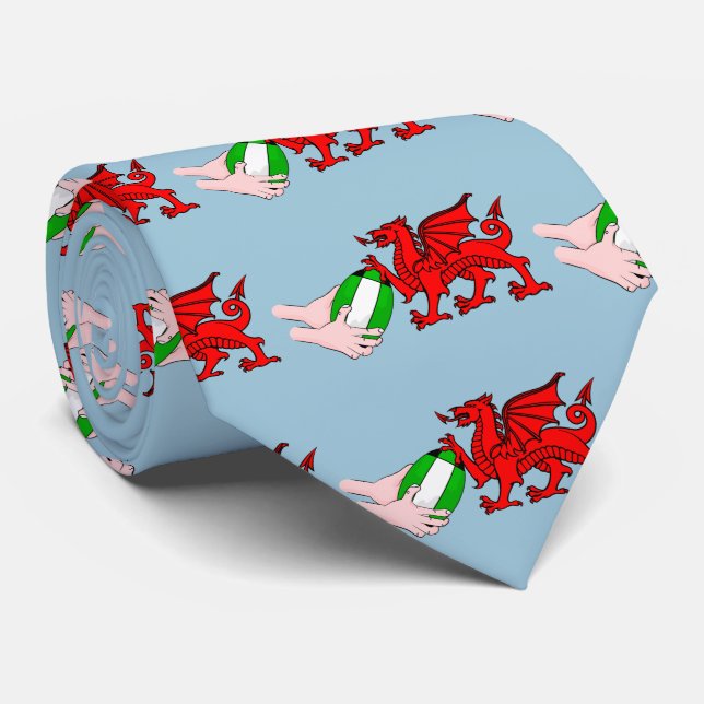 Cravate Équipe De Pays De Galles De Rugby Dragon (Roulé)
