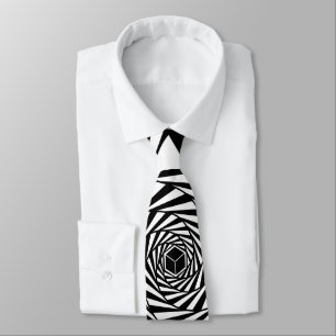 Cravate Escalier en spirale tourbillonnant abstrait noir e