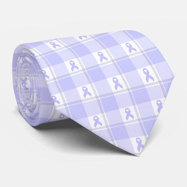 Cravate Esophageal Cancer Awareness Plaid Periwinkle (Roulé)