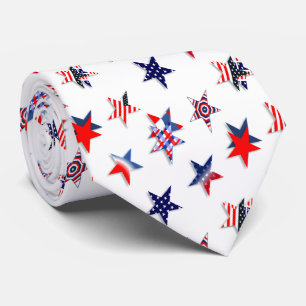 Cravate États-Unis Rouge Blanc Bleu Étoiles Necktie