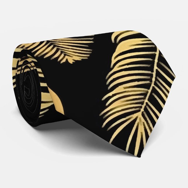 Cravate Été palmier tropical feuilles sans couture motif (Roulé)