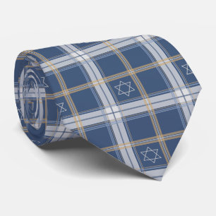Cravate Étoile de David Tartan Bleu