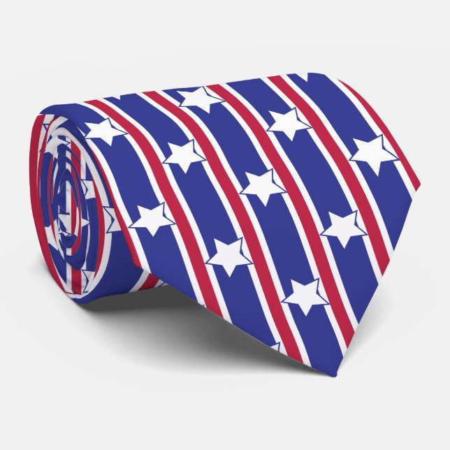 Cravate Étoiles et rayures patriotiques amusantes et fanta (Roulé)