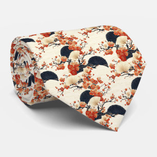 Cravate Éventail à motif de fleurs de cerisier japonais (6