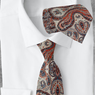 Cravate Explosé Paisley Motif Floral Red Grey