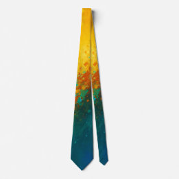 Cravate Explosion Abstraite Vibrante – Jaune, Turquoise &