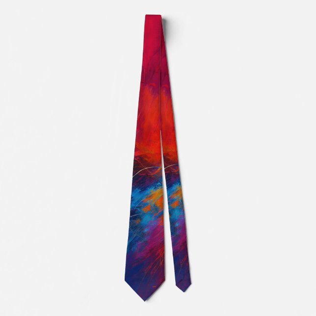Cravate Explosion de Couleur Abstraite Inferno Bloom (Devant)