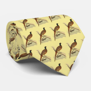 Cravate Faisan vintage sur branche Dessin d'oiseau de chas