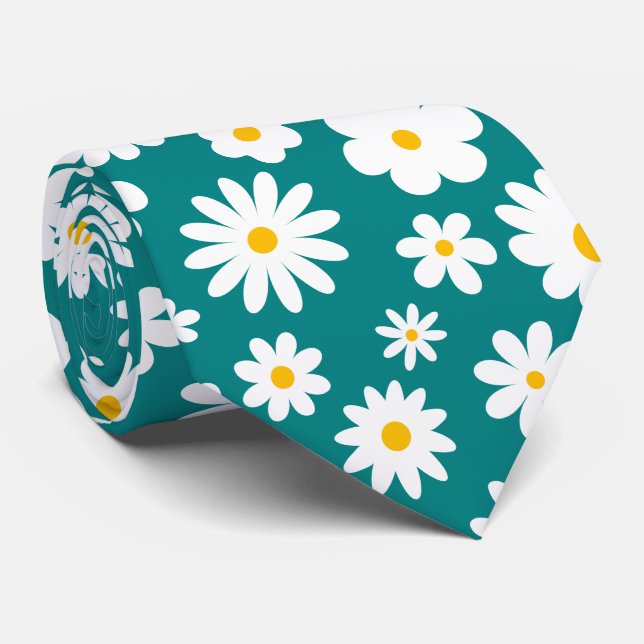 Cravate Faisée graphique moderne Turquoise (Roulé)