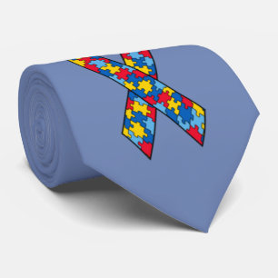 Cravate faite sur commande de ruban d'autisme