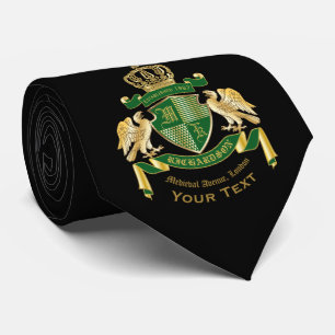 Cravate Faites votre propre blason Green Gold Eagle Emblem