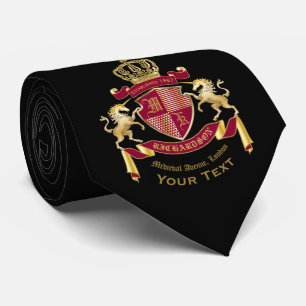 Cravate Faites votre propre blason Red Gold Unicorn Emblem
