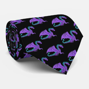 Cravate Fantastique Dragon violet et bleu v2