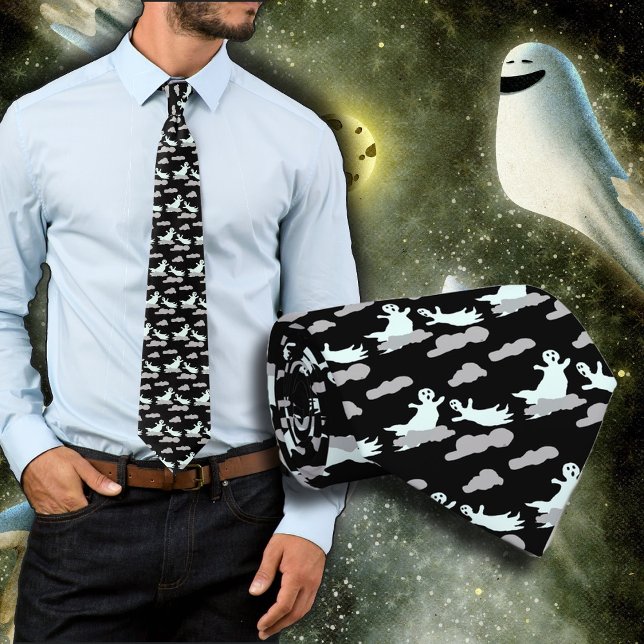 Cravate Fantômes dans les nuages Noir et Blanc (Créateur téléchargé)