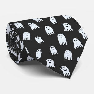 Cravate Fantômes d'Halloween mignons en blanc et noir de c