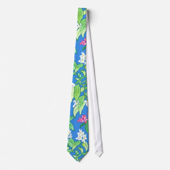 Cravate Fausse Necktie Orange et Weigelia (Devant)