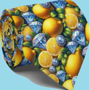 Cravate Faux diamants de citron d'Amalfi Faux soie