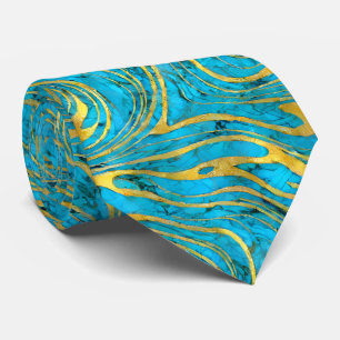 Cravate Faux Gold avec bleu turquoise