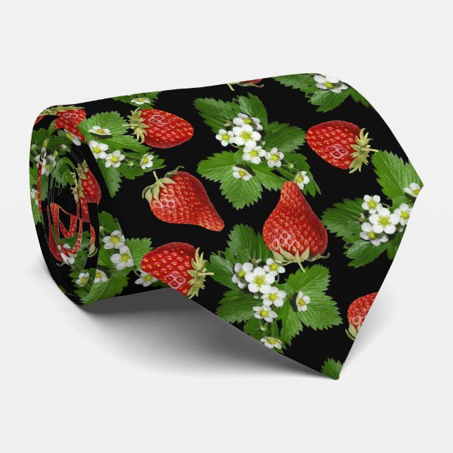 Cravate Ferme de fraises Noir frais (Roulé)