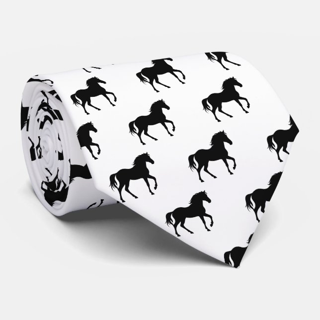 Cravate Ferme Silhouette de Cheval au Galop   (Roulé)