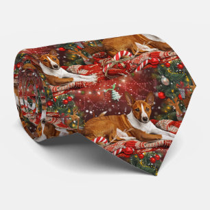 Cravate Festival de Noël de Chien Basenji