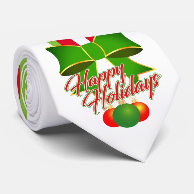 Cravate Festive avec blanc rouge et vert sur les Joyeuses  (Roulé)