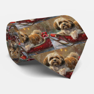 Cravate Festive de Noël de chien Lhasa Apso