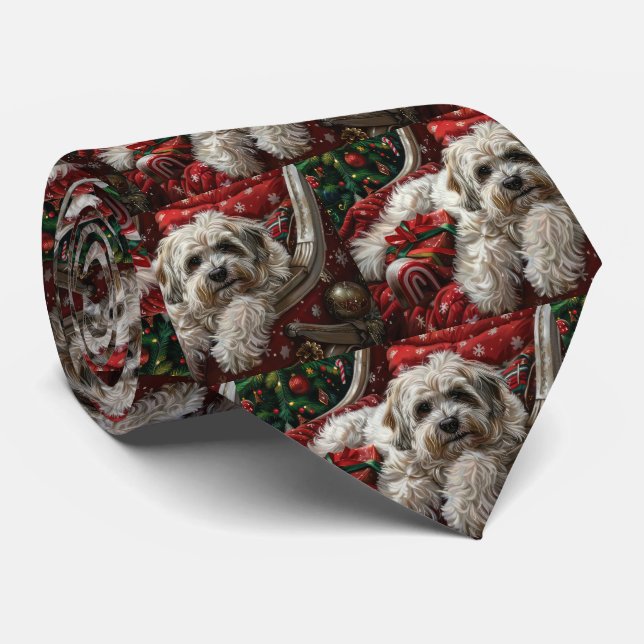 Cravate Fête de Noël de Chien Havanais (Roulé)