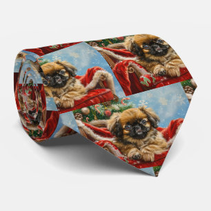 Cravate Fête de Noël des chiens de Pékin