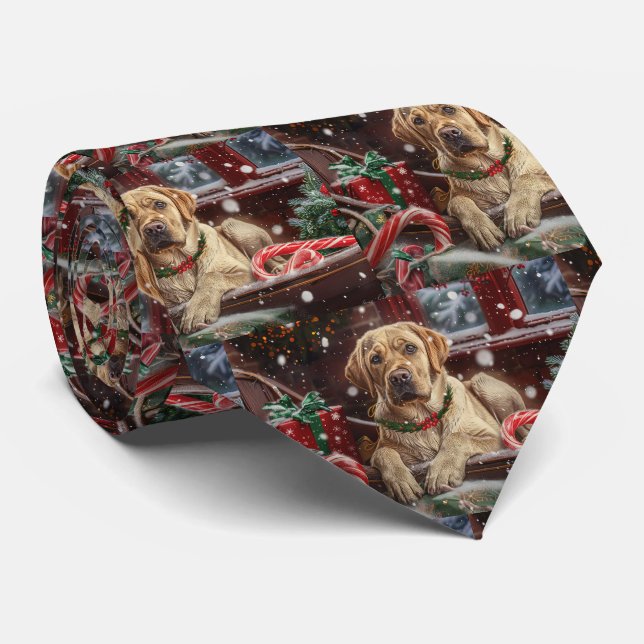 Cravate Fête de Noël du chien du Labrador (Roulé)