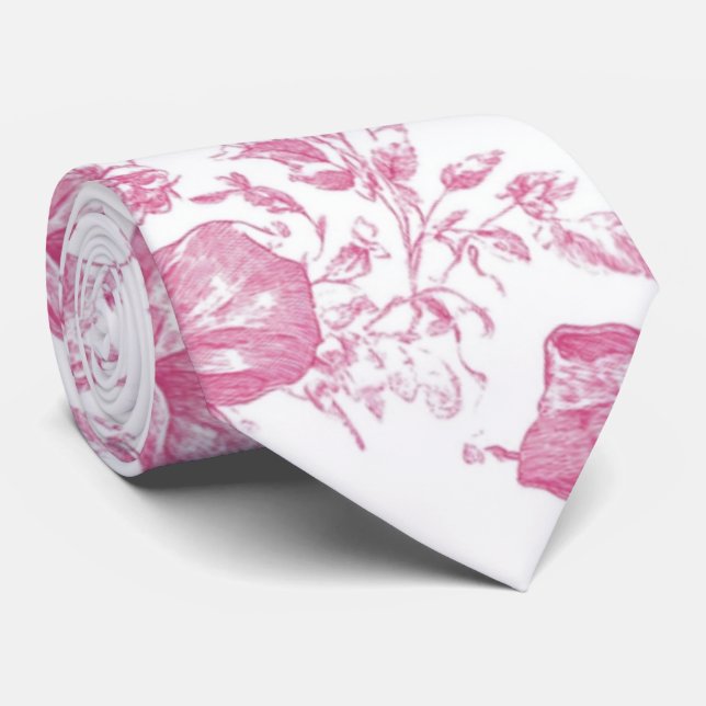 Cravate Fête des mariées de thé Fleur sauvage rose (Roulé)