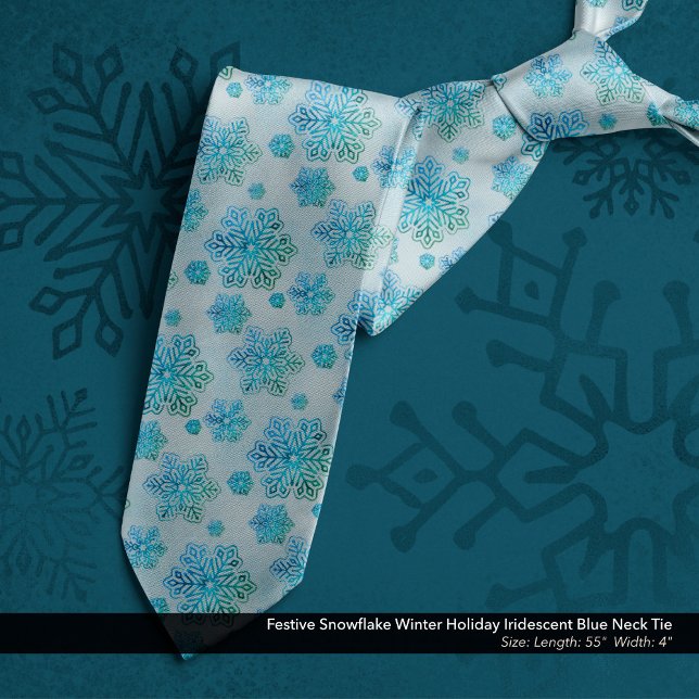 Cravate Fête Fête Fête Fête Fête Fête Hiver Iridescente Bl (Festive Snowflake Winter Holiday Iridescent Blue Neck Tie)