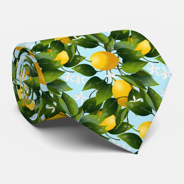 Cravate Fête Florale aux agrumes de citron (Roulé)