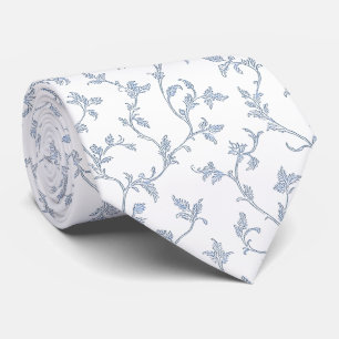 Cravate Feuillage bleu délicat