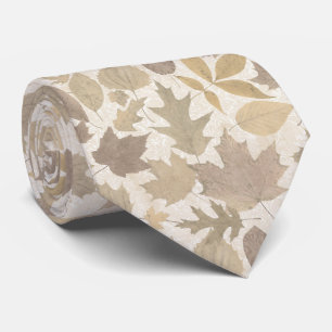 Cravate Feuille d'automne beige avec la damassé