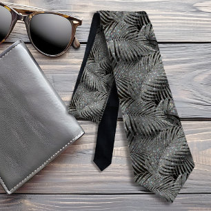 Cravate Feuille Motif Sparkling Palm Silver ID831