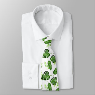 Cravate Feuille tropicale de Monstera verte botanique
