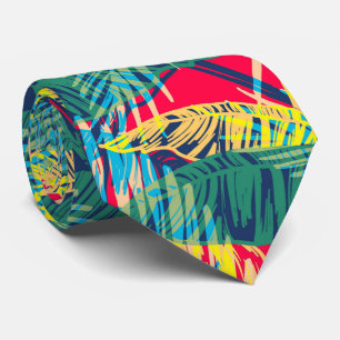 Cravate Feuilles colorés tropicaux