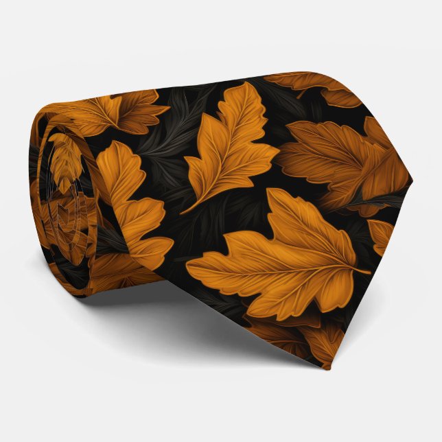 Cravate Feuilles D'Automne Brown Et Orange Folio (Roulé)