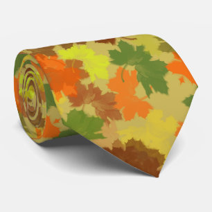 Cravate Feuilles D'Automne Orange Et Doré
