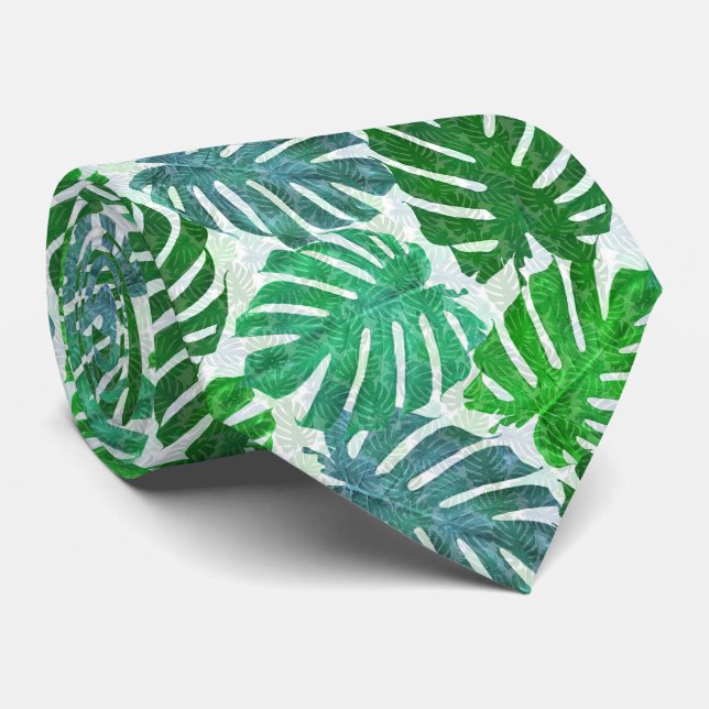 Cravate Feuilles de la monstère tropicale (Roulé)