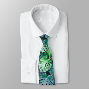 Cravate Feuilles de Monstera Tropical