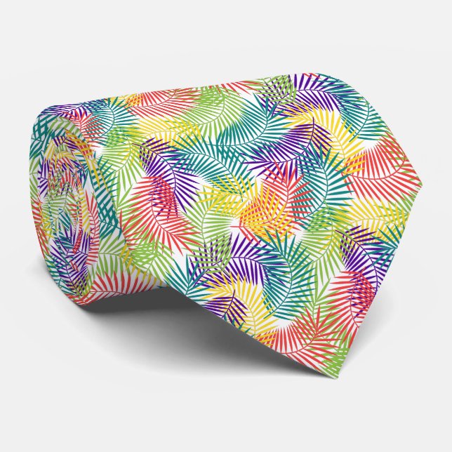Cravate Feuilles de noix de coco stylisées Motif sans cout (Roulé)