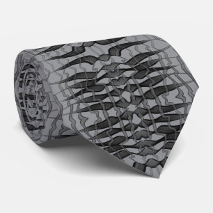 Cravate Feuilles floraux Abstraits noirs et gris