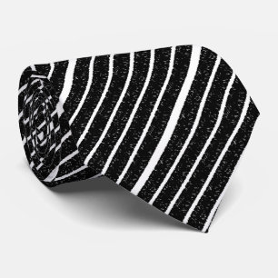 Cravate Fibres Brisées Répètent des Rayures Noires et Blan