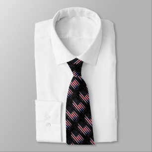 Cravate Fier Drapeau Américain Sur Armani Satin Noir